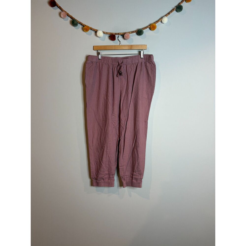 Needle & Cloth mauve linen blend pull on pants